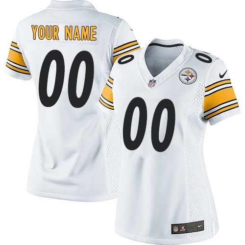 Women's Limited Nike Jersey White Road - Customized NFL Pittsburgh Steelers